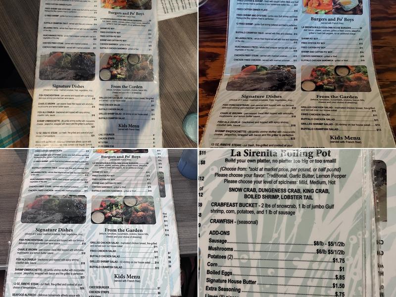 La Sirenita Seafood N Grill Menu
