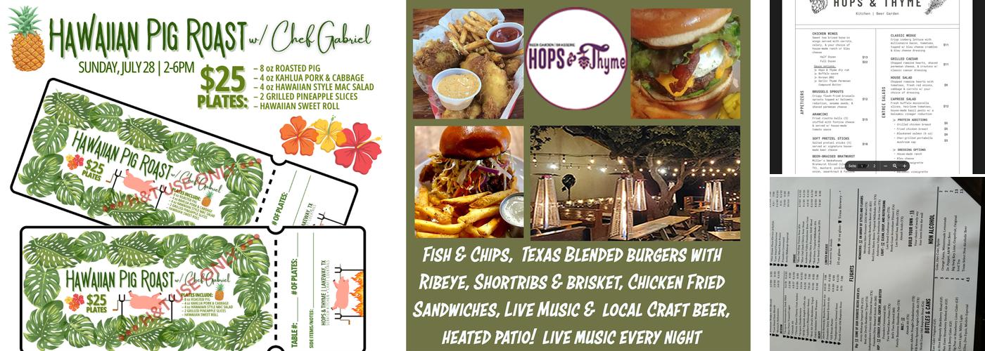 Hops & Thyme Menu