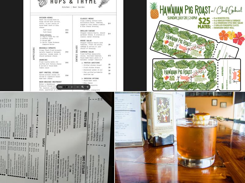 Hops & Thyme Menu