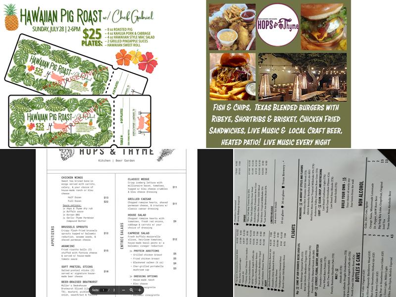 Hops & Thyme Menu