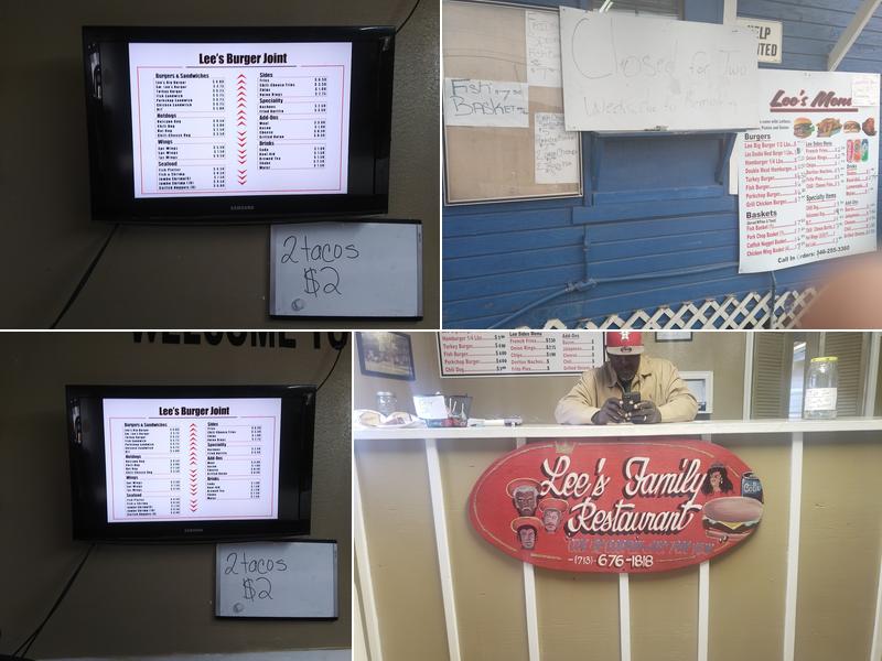 Lee's Burger Joint Menu