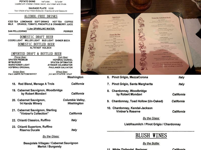 Friedhelm's Bavarian Inn Restaurant & Bar Menu