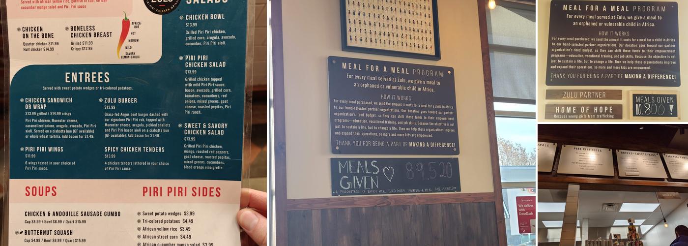 Zulu Piri Piri Chicken Grille Menu