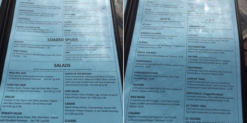 Columbia Valley Brewing Menu