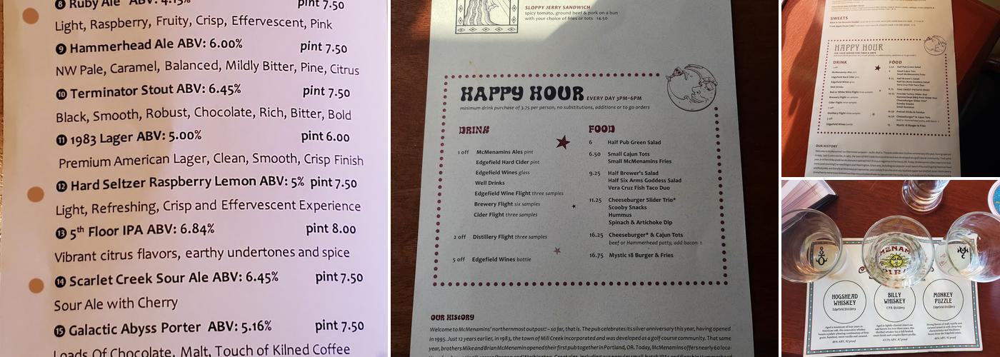 McMenamins Mill Creek Menu