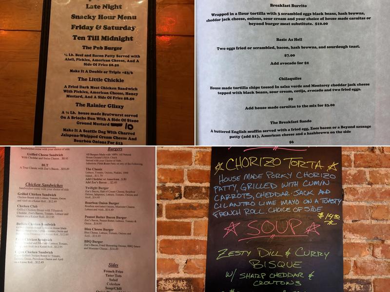 Twilight Rainier Menu