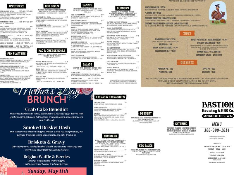 Bastion Brewing Company Menu