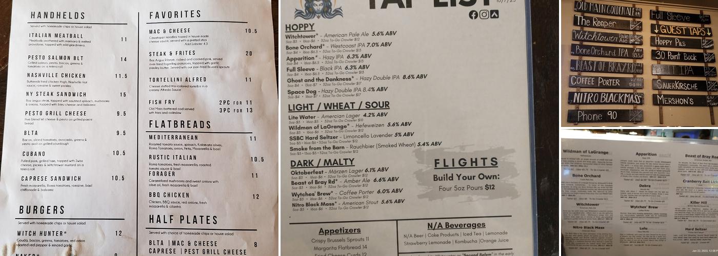 Second Salem Brewing Co. Menu