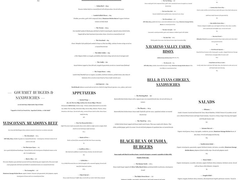 Flat Iron Tap Menu