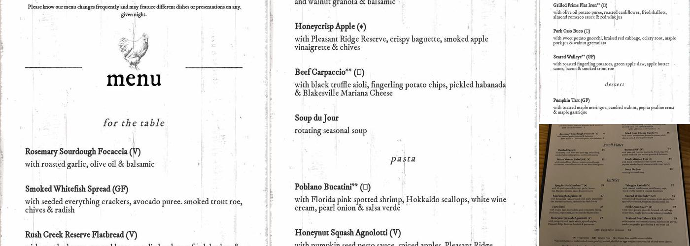 Brandywine Menu
