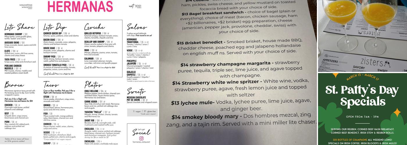 Zisters Menu