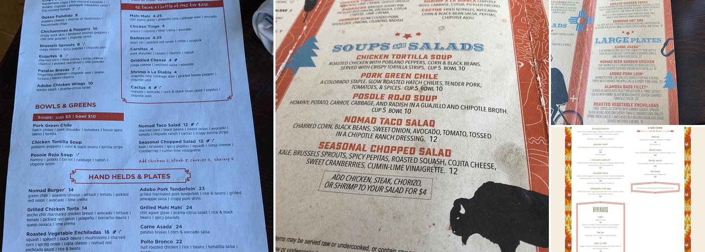Nomad Taqueria + Beer Garden Menu