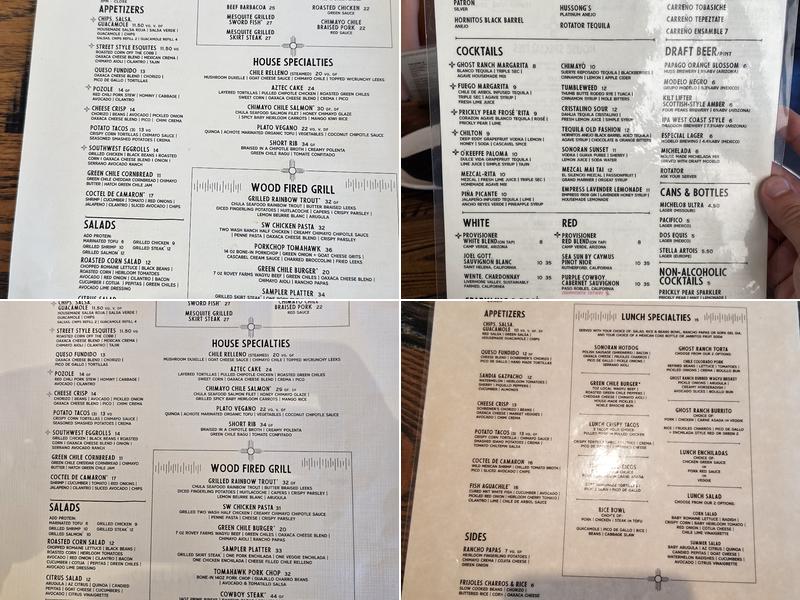 Ghost Ranch: Modern Southwest Cuisine Menu
