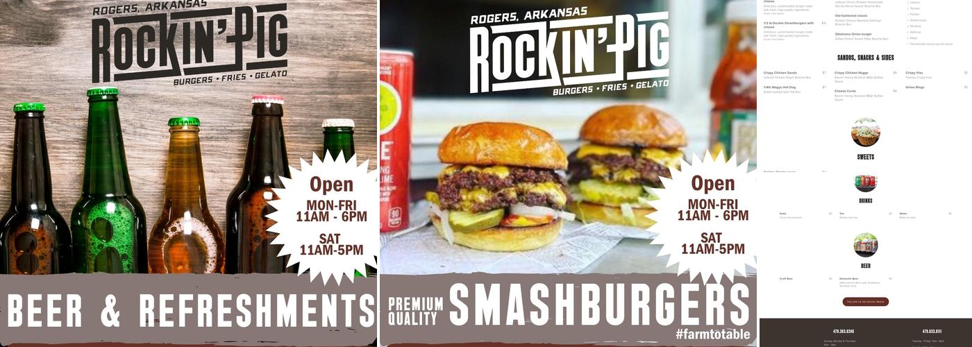 Rockin' Pig Rogers & Pig Pen Entertainment Venue Menu