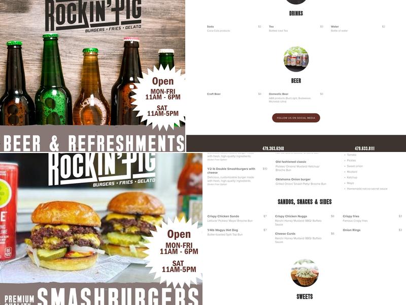 Rockin' Pig Rogers & Pig Pen Entertainment Venue Menu