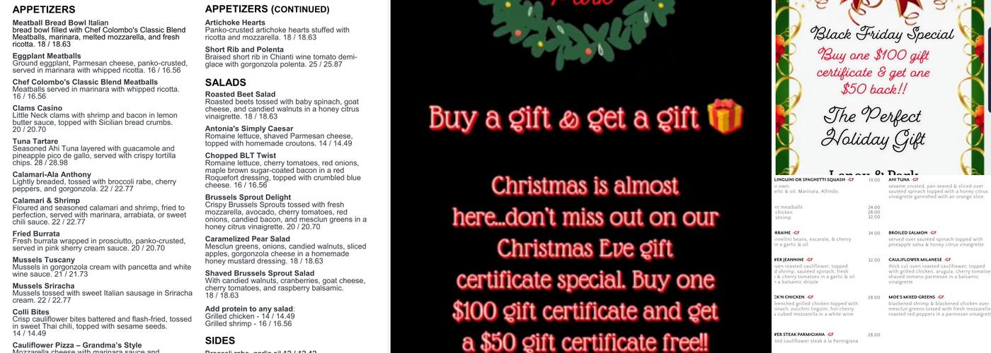 Lenox and Park Italian Bistro Menu