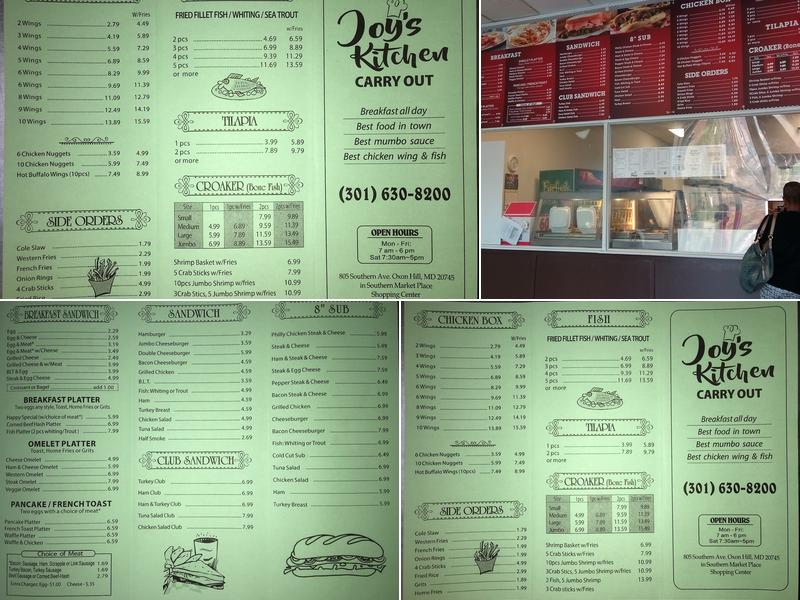 Joy's Kitchen Menu