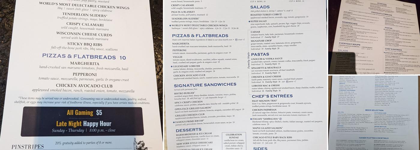 Pinstripes Menu
