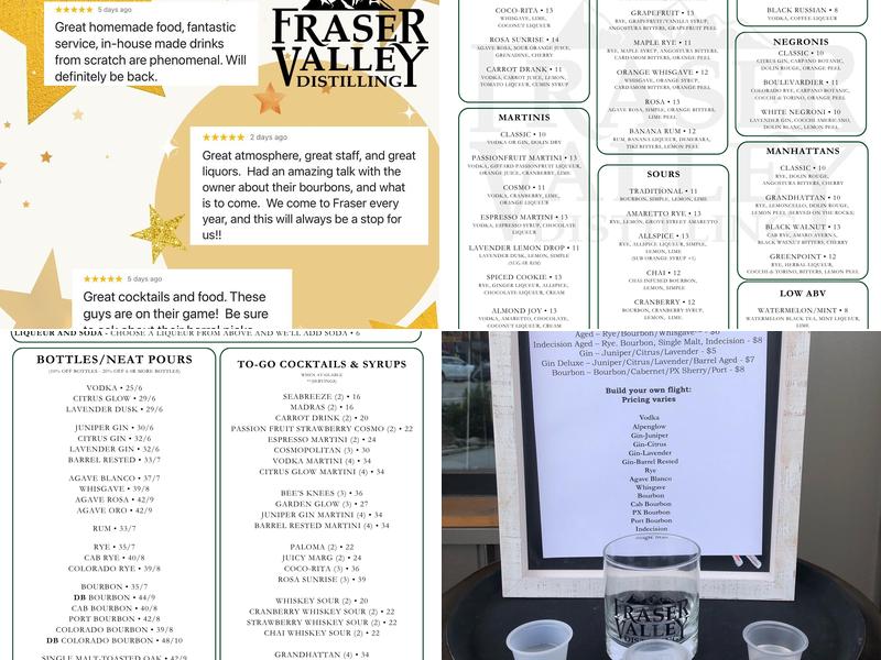 Fraser Valley Distilling Menu