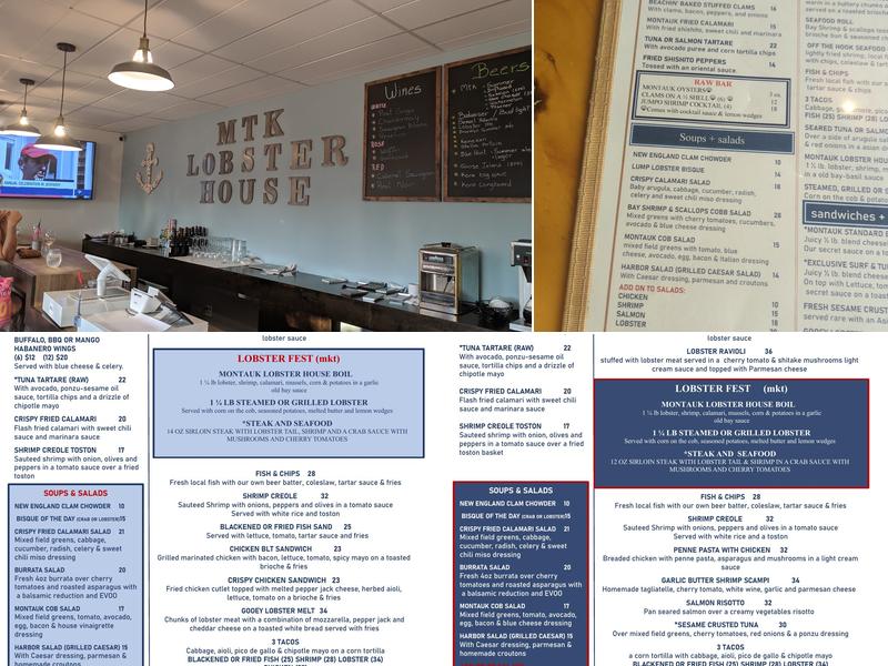 MTK Lobster House Menu