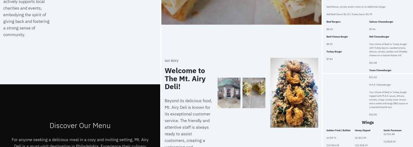 Mt Airy Deli & Mini Market Menu