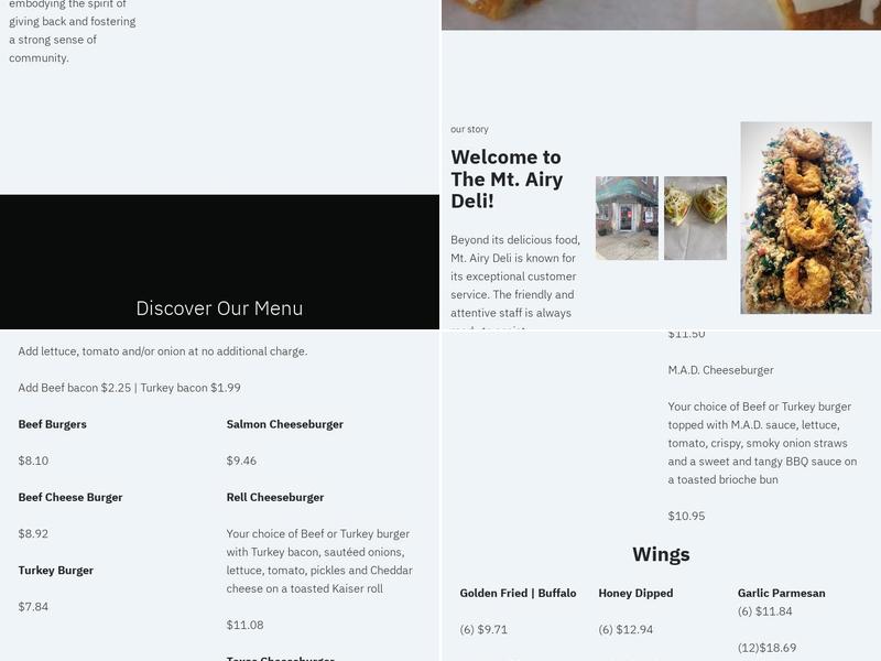 Mt Airy Deli & Mini Market Menu