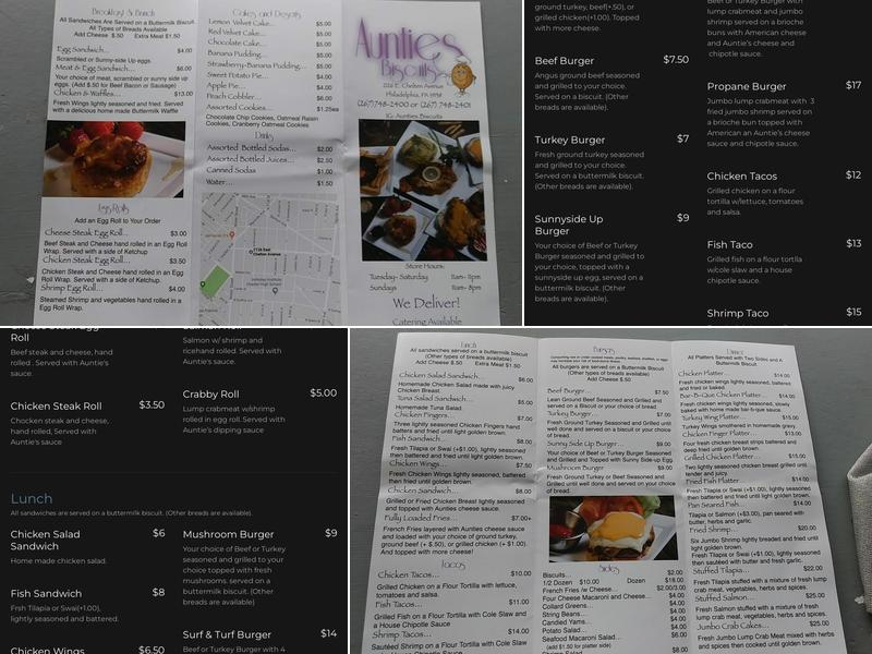 Auntie's Biscuits Menu