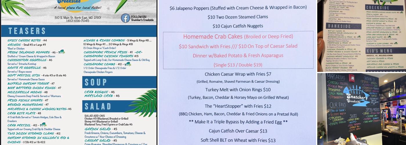 Snatcher's Creekside Menu
