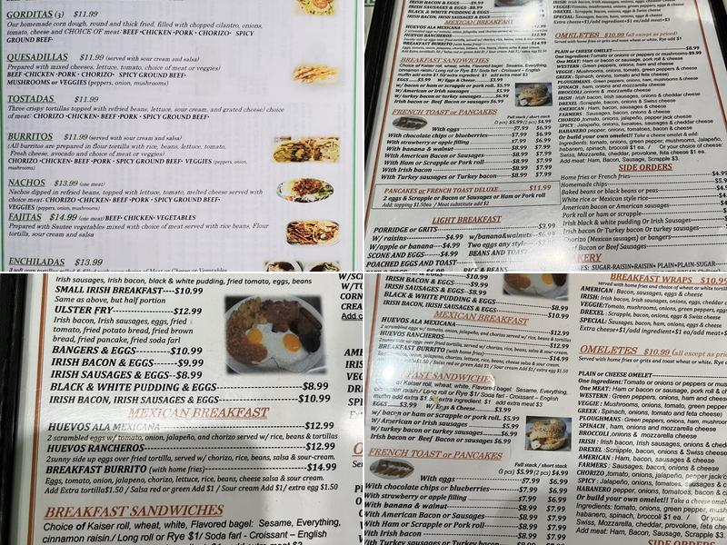 Hibernian Coffee Shop Menu