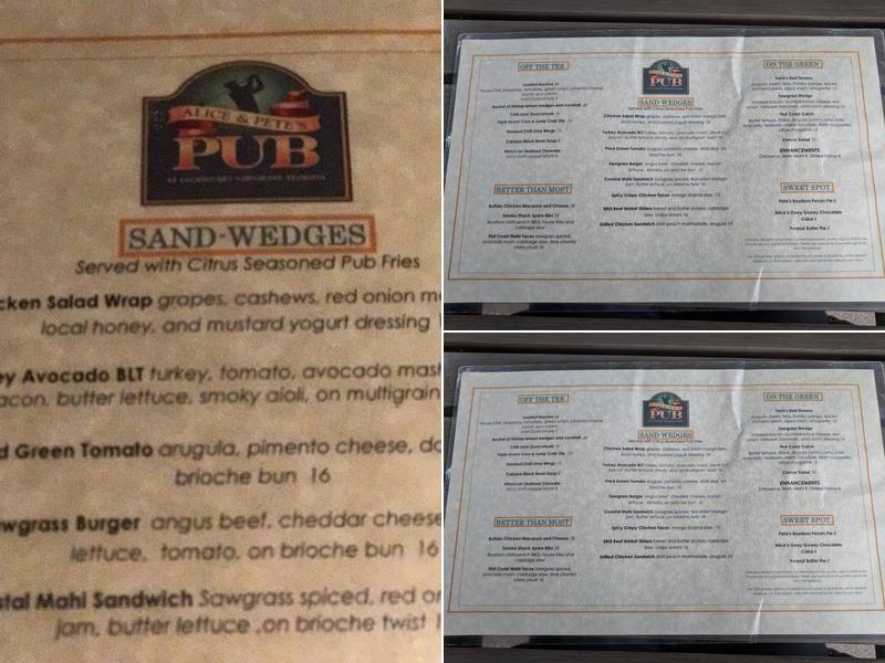 Alice and Pete's Menu