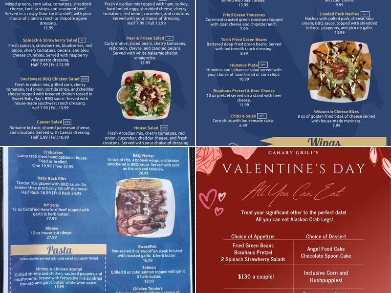 Canary Grill Menu