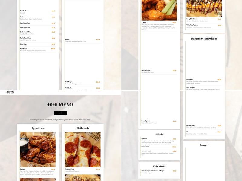 Rusty Gold Brewing Menu