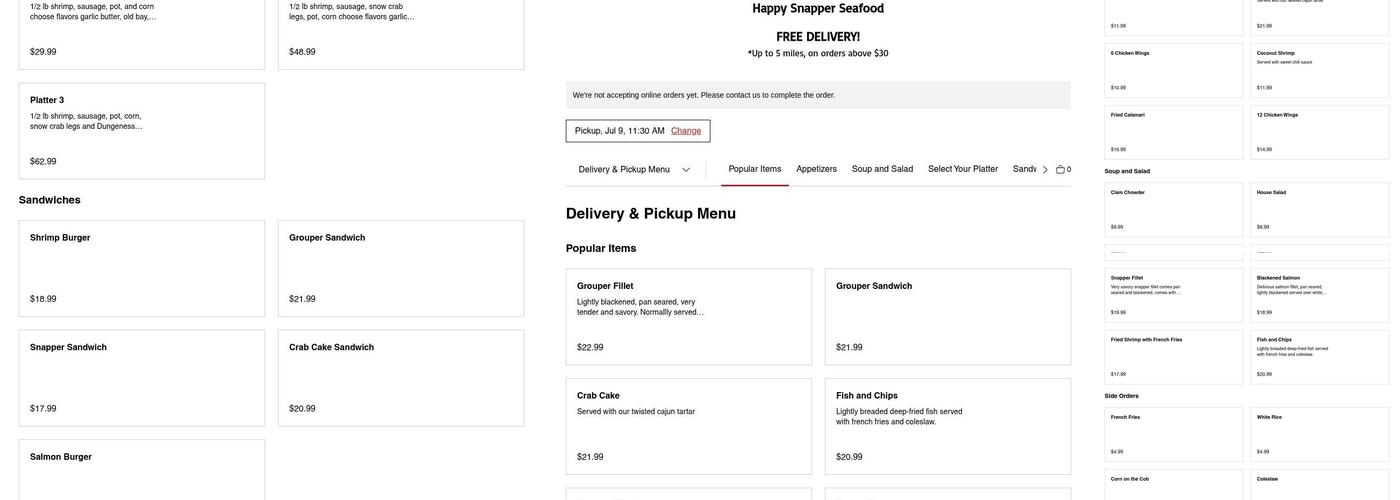 HAPPY SNAPPER SEAFOOD RESTAURANT Menu