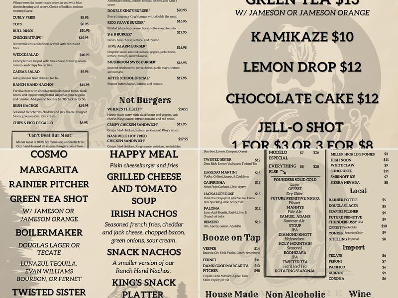 King's Hardware Menu