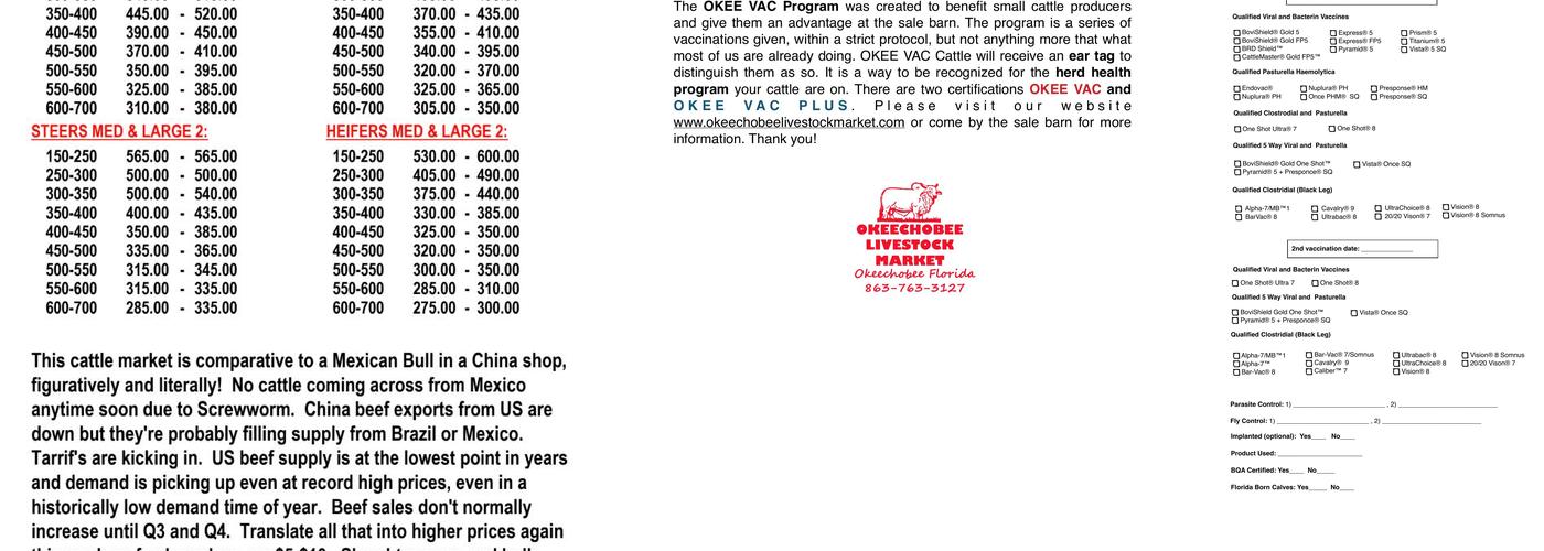 Okeechobee Livestock Market Menu