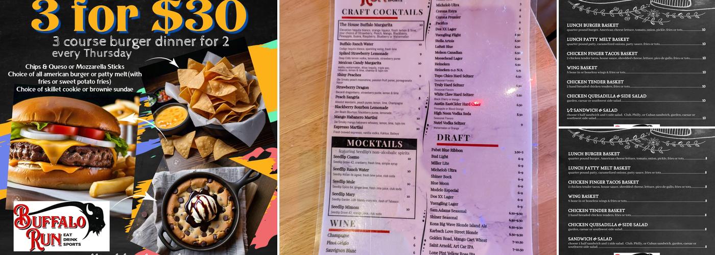 Buffalo Run Menu