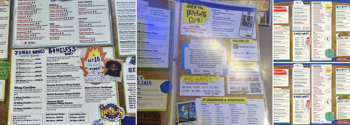 Pluckers Wing Bar Menu