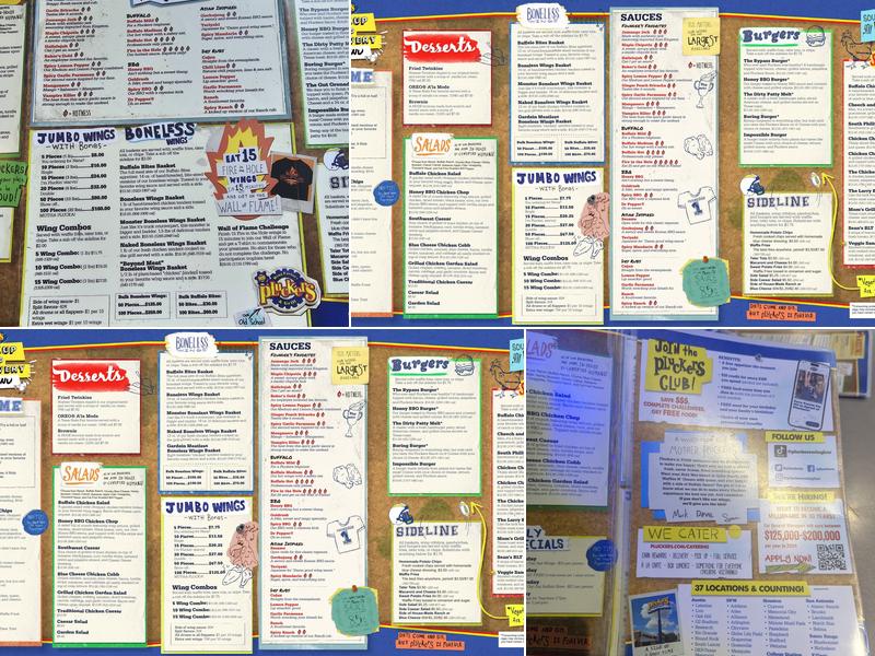Pluckers Wing Bar Menu
