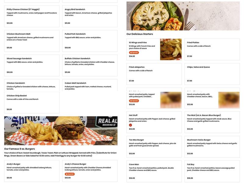 Andy's Kitchen Menu