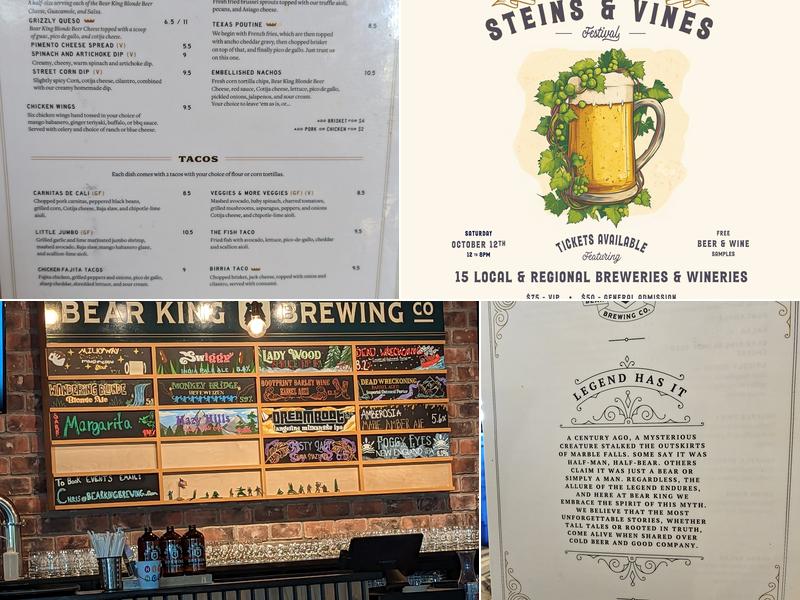 Bear King Brewing Company Menu