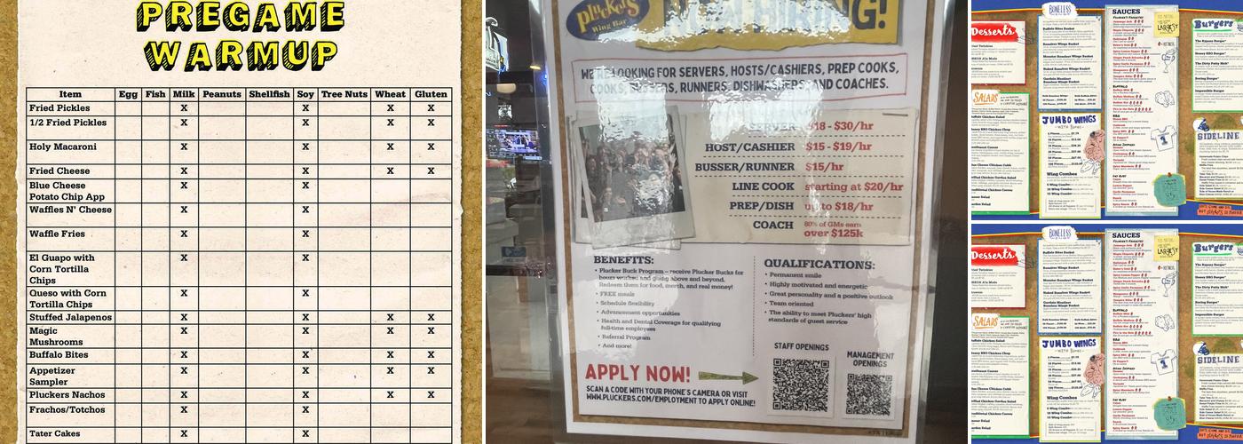 Pluckers Wing Bar Menu