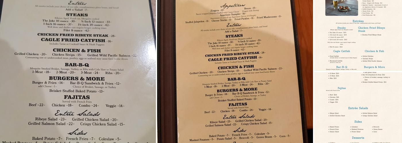 Cagle Steaks & BBQ Menu