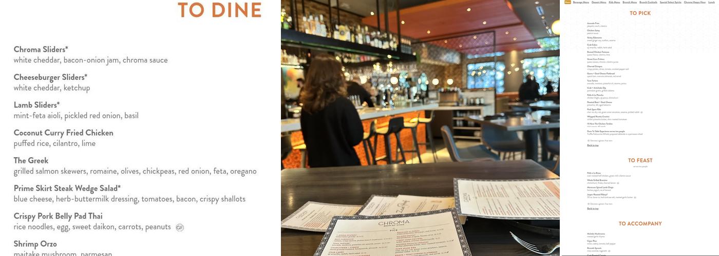 Chroma Modern Bar + Kitchen Menu