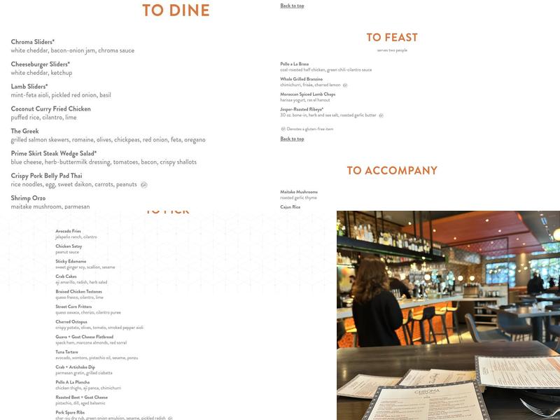 Chroma Modern Bar + Kitchen Menu