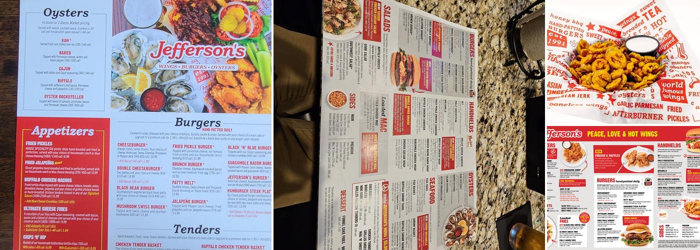Jefferson's Menu