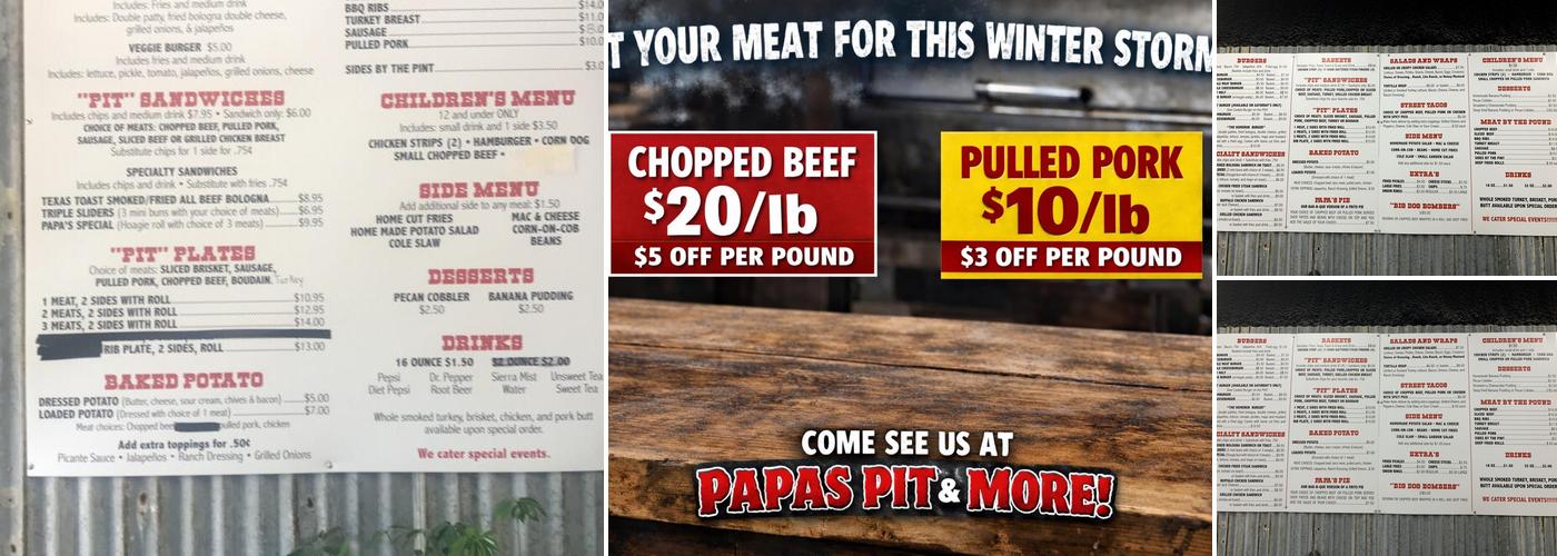 Papa's Pit & More Menu