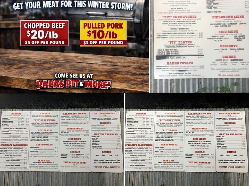 Papa's Pit & More Menu