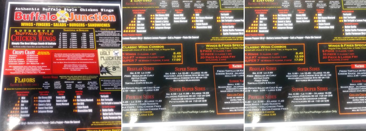 Buffalo Junction Menu