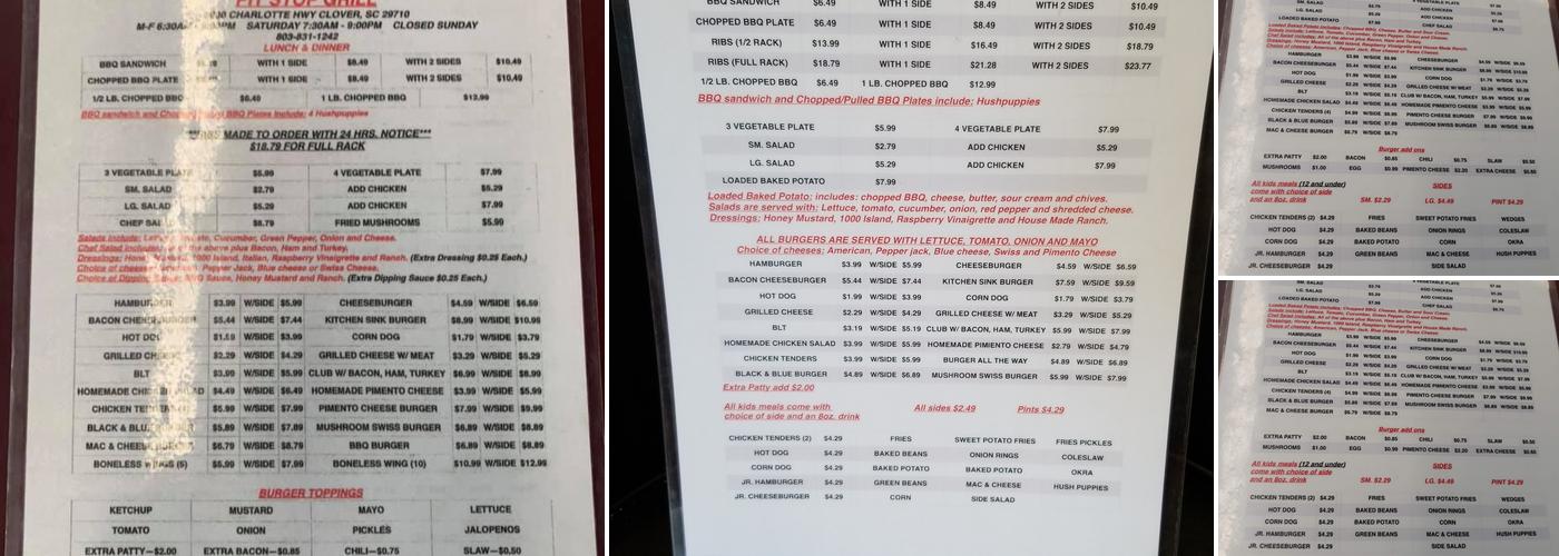 Pit Stop Grill Menu