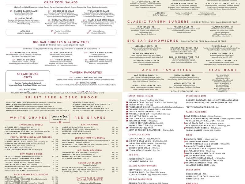 Marlow's Tavern Menu